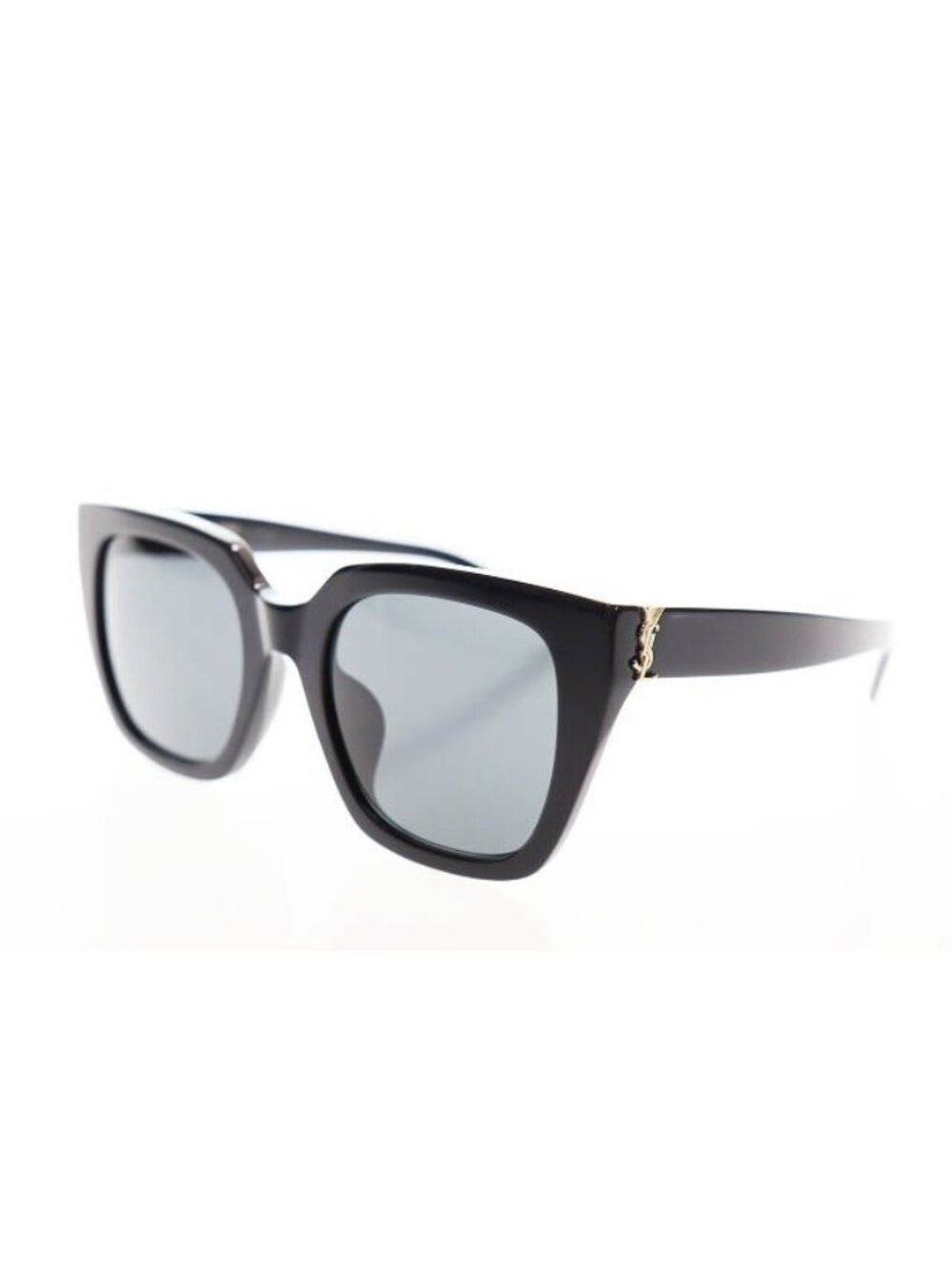 Saint Laurent Paris Cat Eye Square Sunglasses 52 Black Gold Cassandra Logo